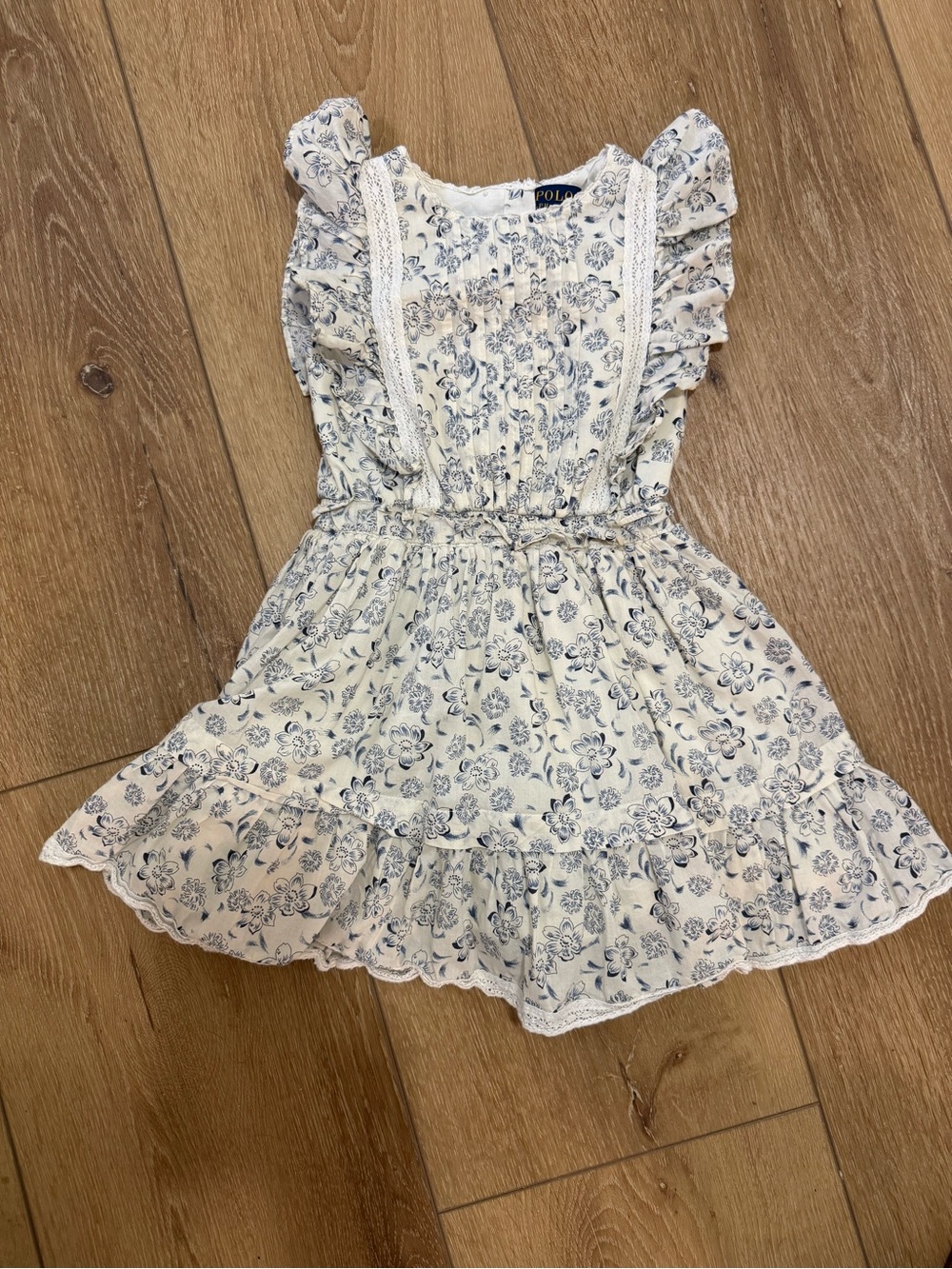 Polo by Ralph Lauren Cream Dress with Navy Floral Print